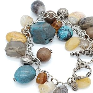 Silpada Sterling Retired  Turquoise Multi-Stone  Sterling Silver Bracelet B1648